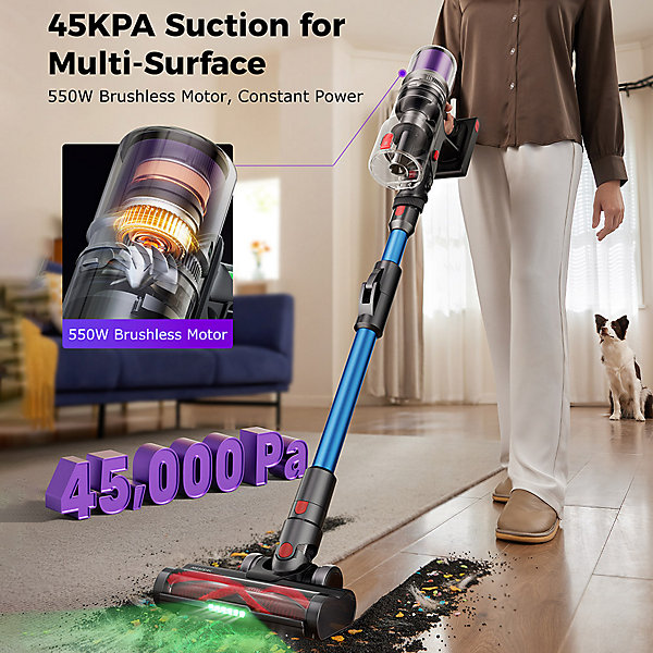 Aspirateur sans fil Proscenic P16, 50kPa, 55 min d'autonomie, tube flexible à 180, brosse anti-enchevêtrement, faible bruit