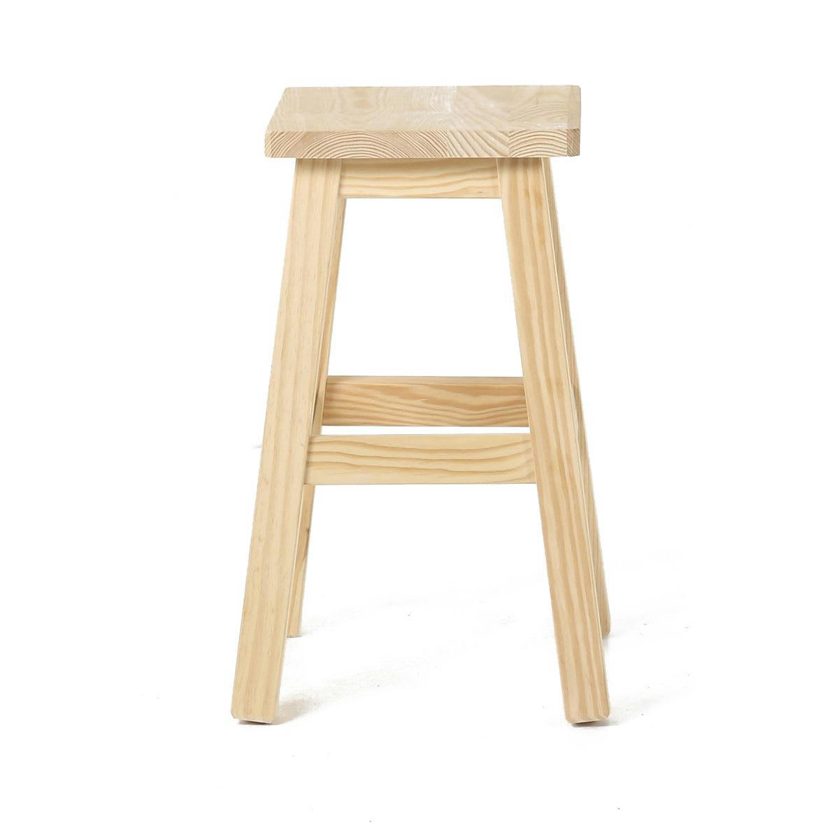 REGION - Tabouret en bois carré pin massif brut