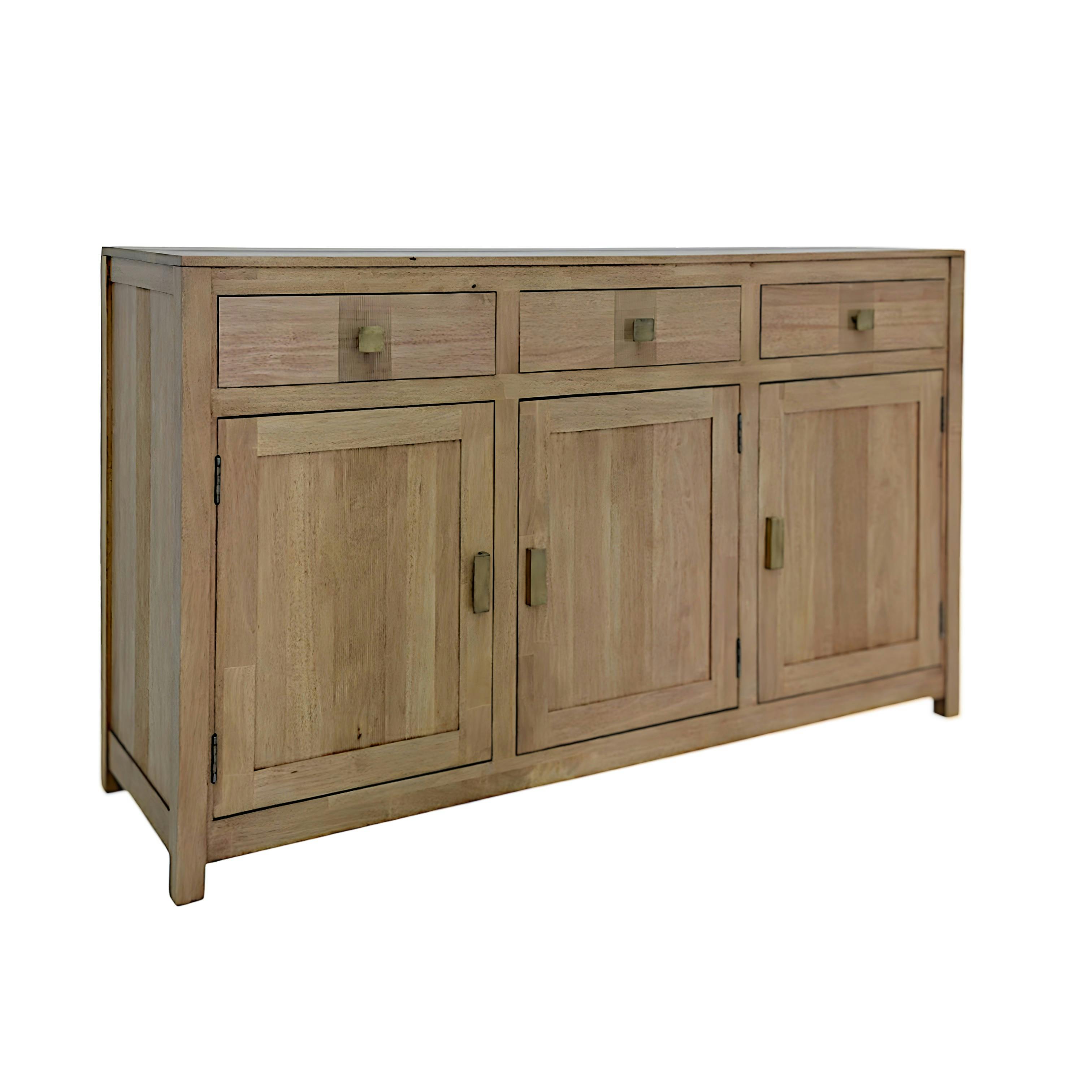 Buffet Enfilade Hévéa 3 portes, 3 tiroirs 146,5x45x90cm GALA