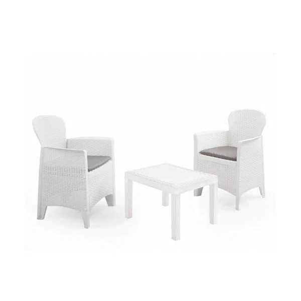 Akita White Rattan Garden Furniture Set