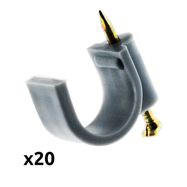 Lot de 20 crochets fixation diamètre 12mm - Gris - Zenitech