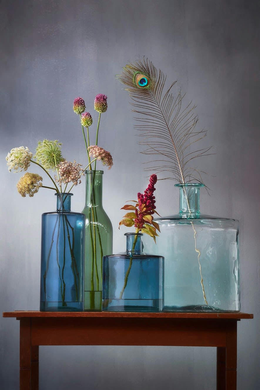 RIOJA - Vase bouteille en verre recyclé vert H75