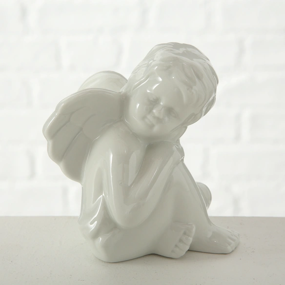 Dekofigur »ENGEL SITZEND«, BxH: 9 x 11 cm, Porzellan, weiß