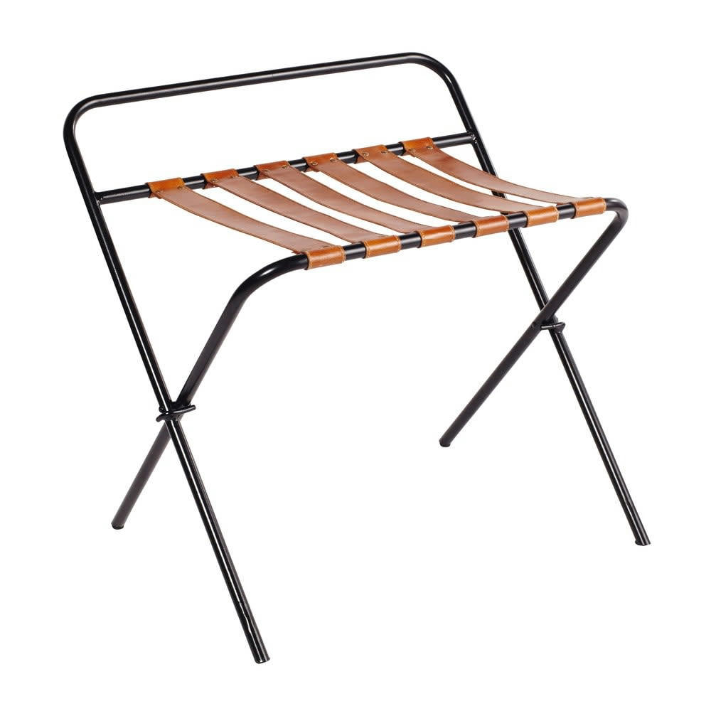 Joe Business - Porte-bagages pliable en cuir de chèvre marron et métal noir