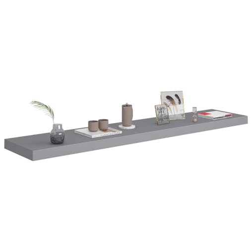 NNEVL Floating Wall Shelves 2 pcs Grey 120x23.5x3.8 cm MDF