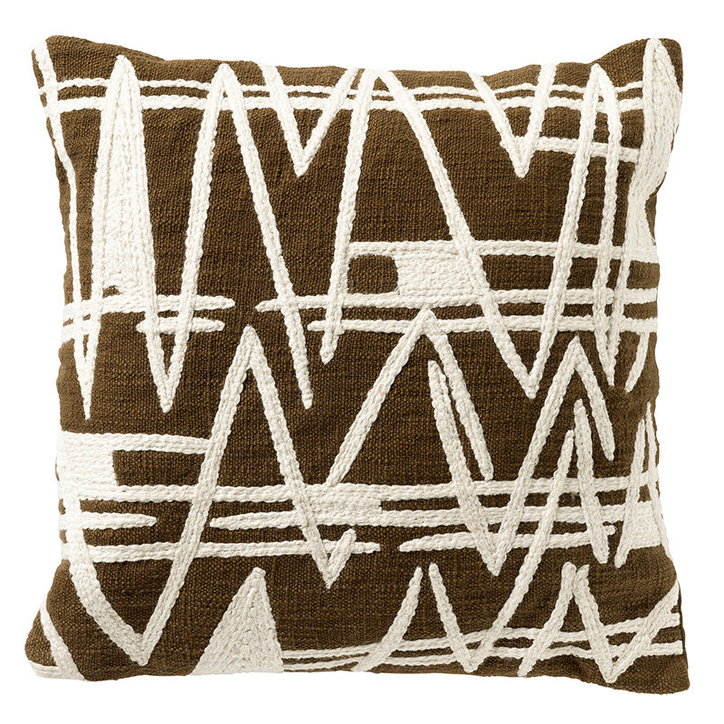 PEPE - sierkussen 45x45 cm - 100% katoen - geweven print - Military Olive - groen