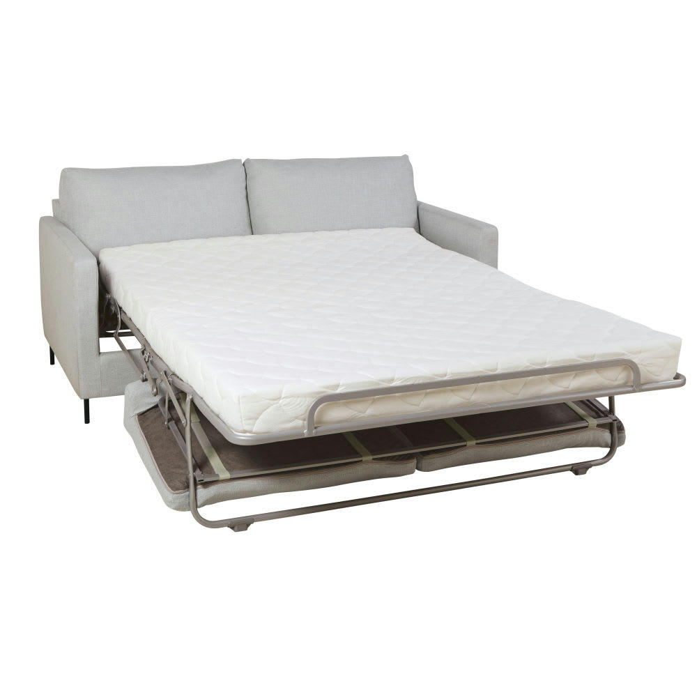 Julian - Canapé convertible 2/3 places gris clair, matelas 14 cm