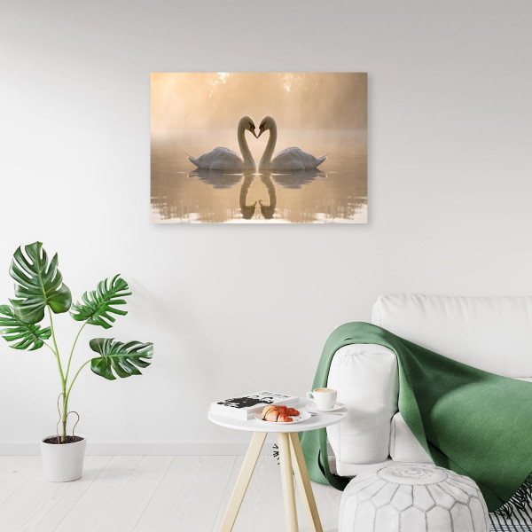 Feeby Obraz na płótnie, Łabędzie na stawie boho 60x40