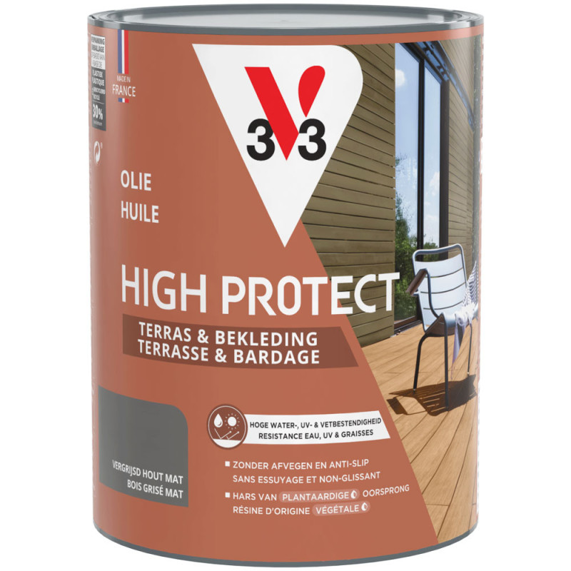 Huile pour bois de terrasse High Protect bois grisé 0,75 L V33