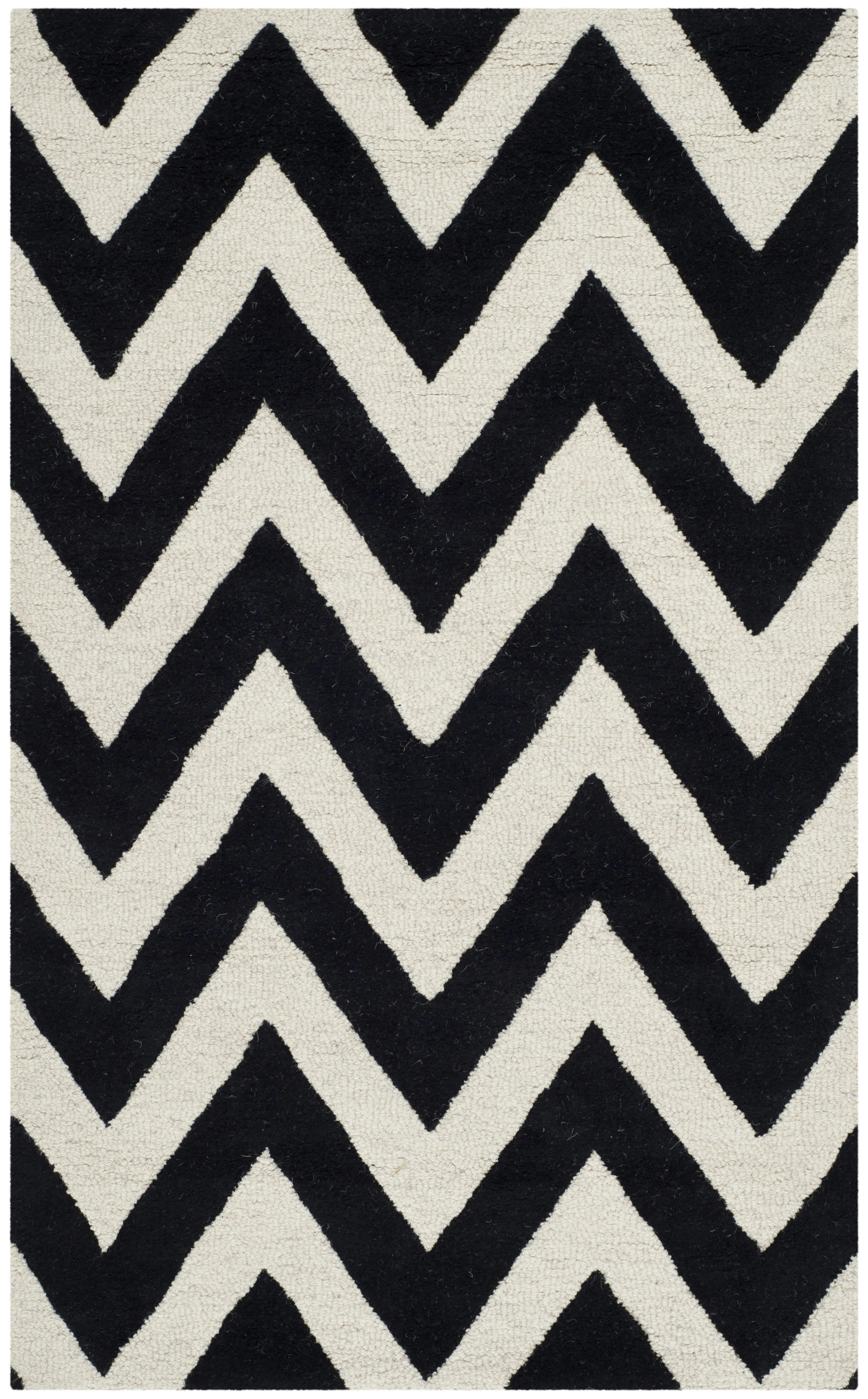 CAMBRIDGE - Tapis de salon interieur en noir & ivoire, 91 x 152 cm