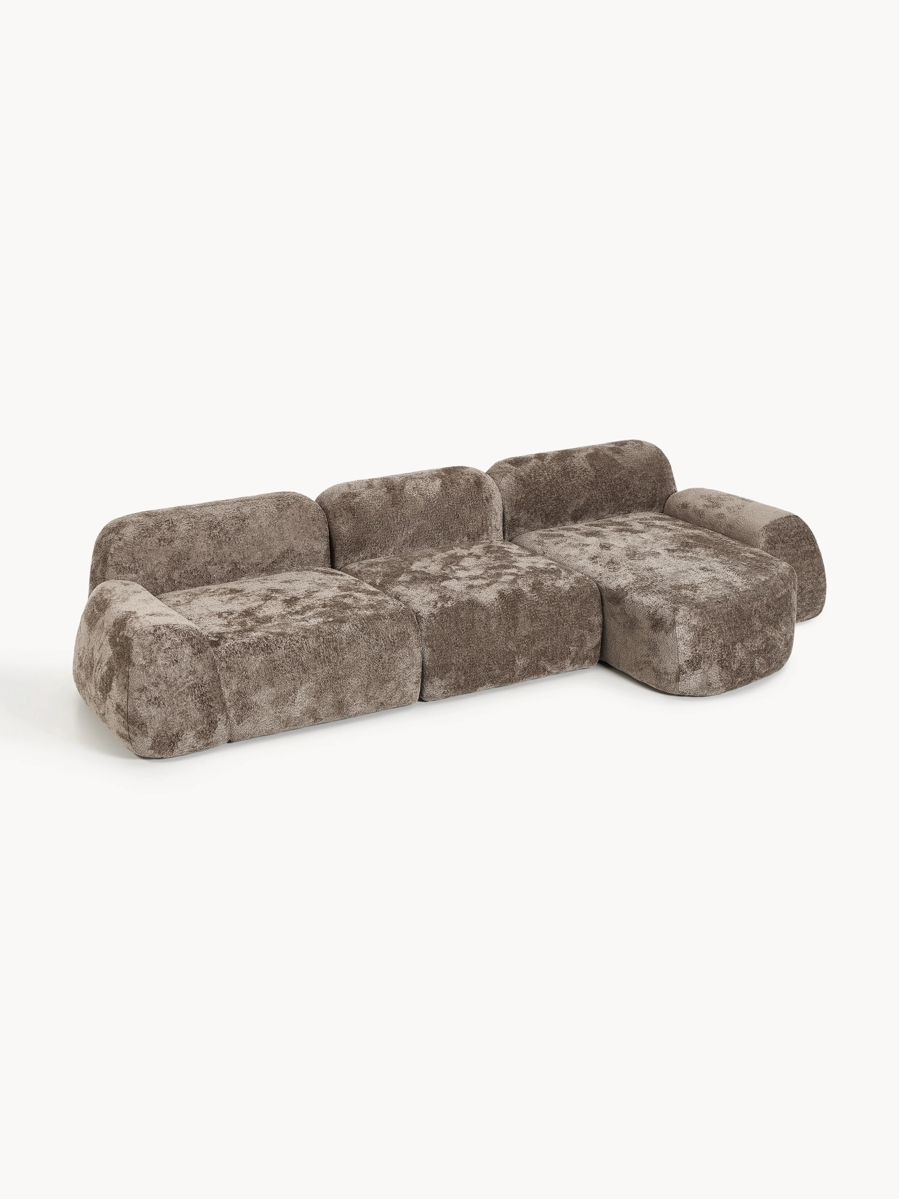 Modulares Ecksofa Wolke (4-Sitzer) aus Teddy-Bouclé
