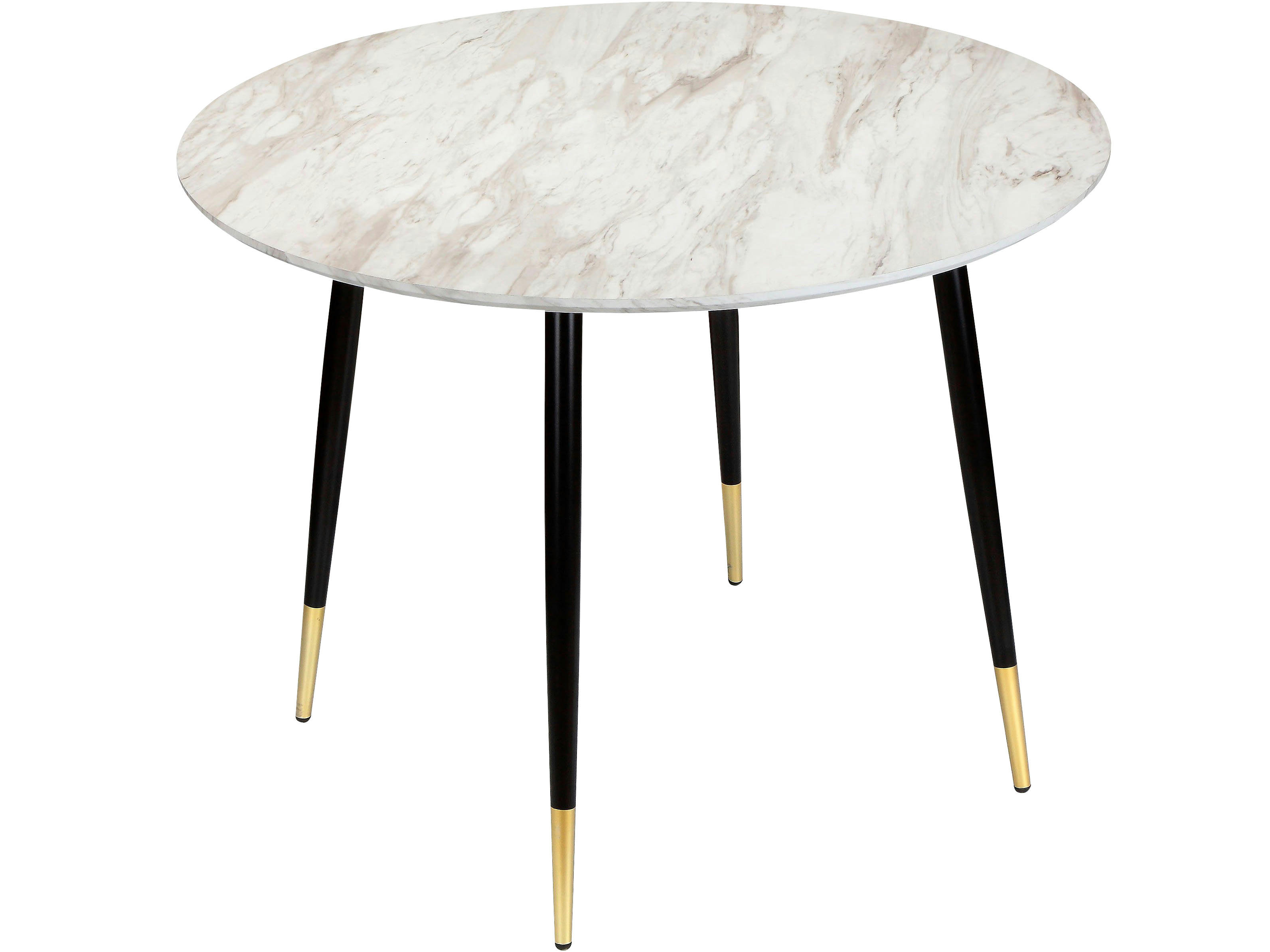 MONZA - Table de salle à manger 100 cm 6 personnes en marbre Noir/Or