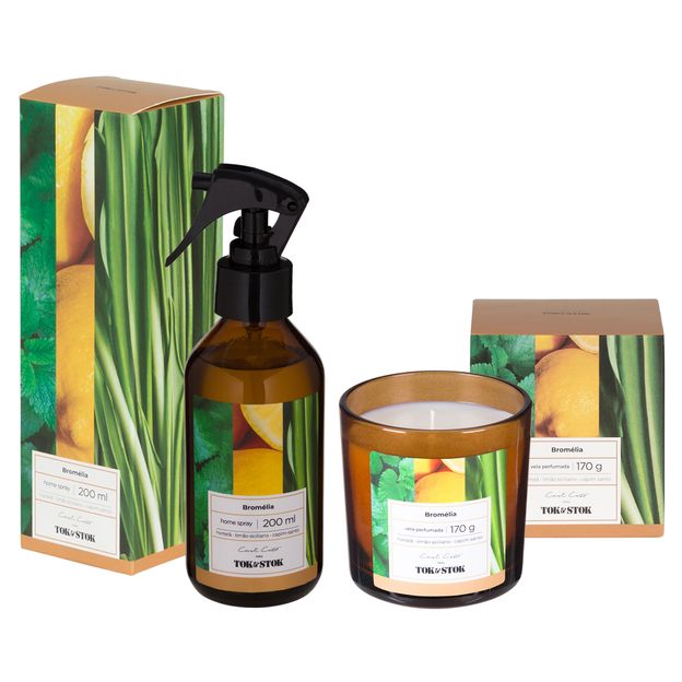 KIT BROMÉLIA AROMATIZADOR   VELA PERFUM.