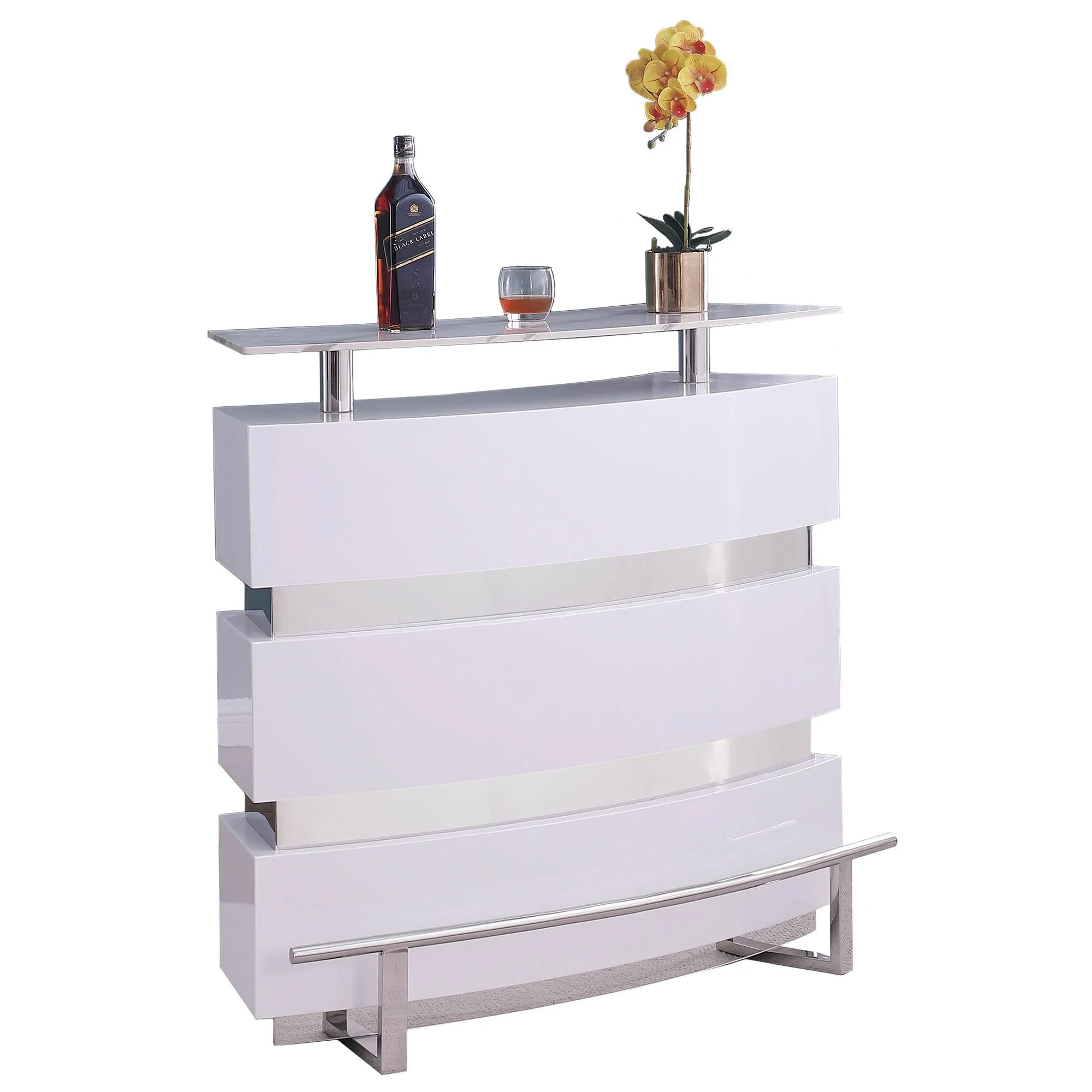 Somette Wooden & Stainless Steel Bar w/ Ceramic Top