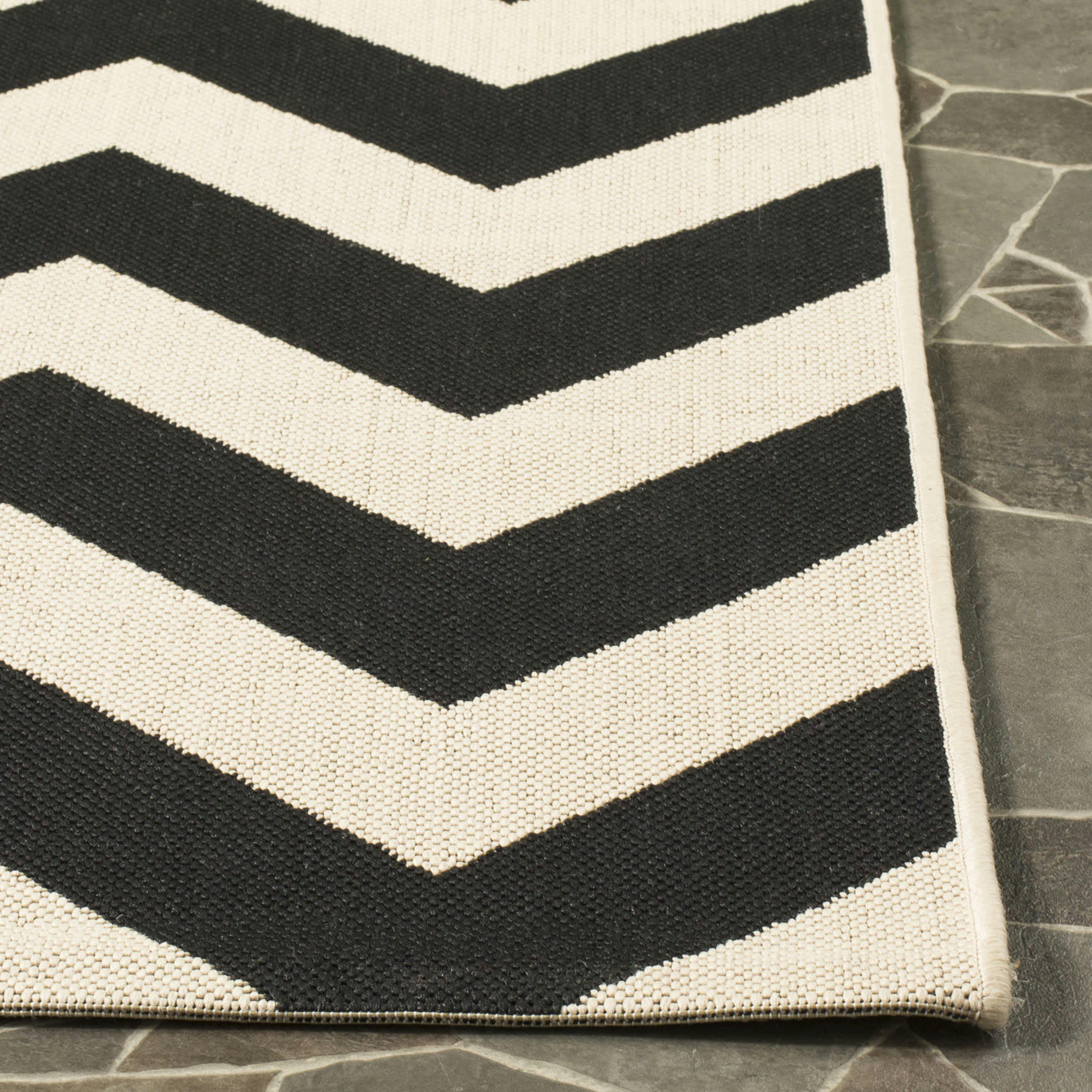 COURTYARD - Tapis interieur & exterieur en noir & beige, 160 x 231 cm