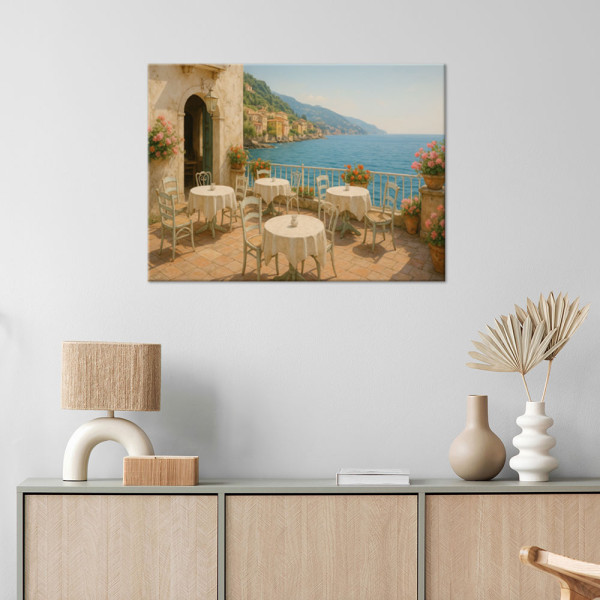 Obraz do salonu sypialni, Widok na morze w stylu Shabby Chic 30x20