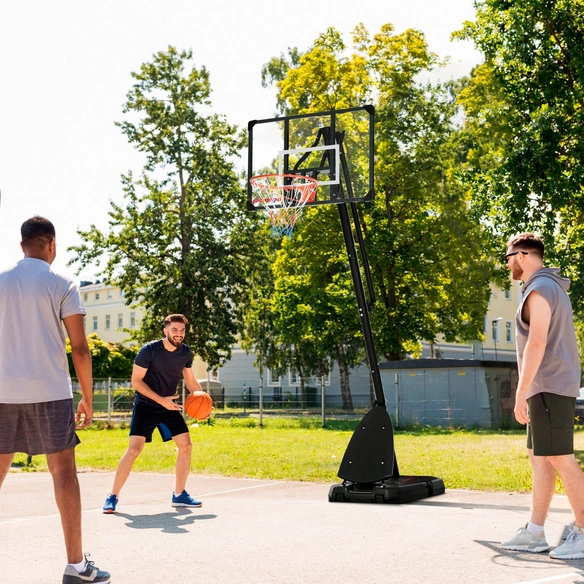 Basketballständer, höhenverstellbar, LxBxH: 111x70,5x293-350 cm, schwarz