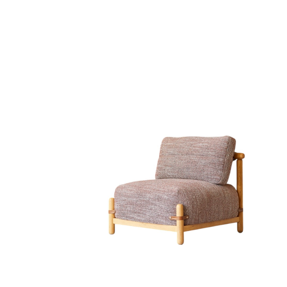 Tikamoon Fauteuil in massief eikenhout en gevlamde stof - Bruin