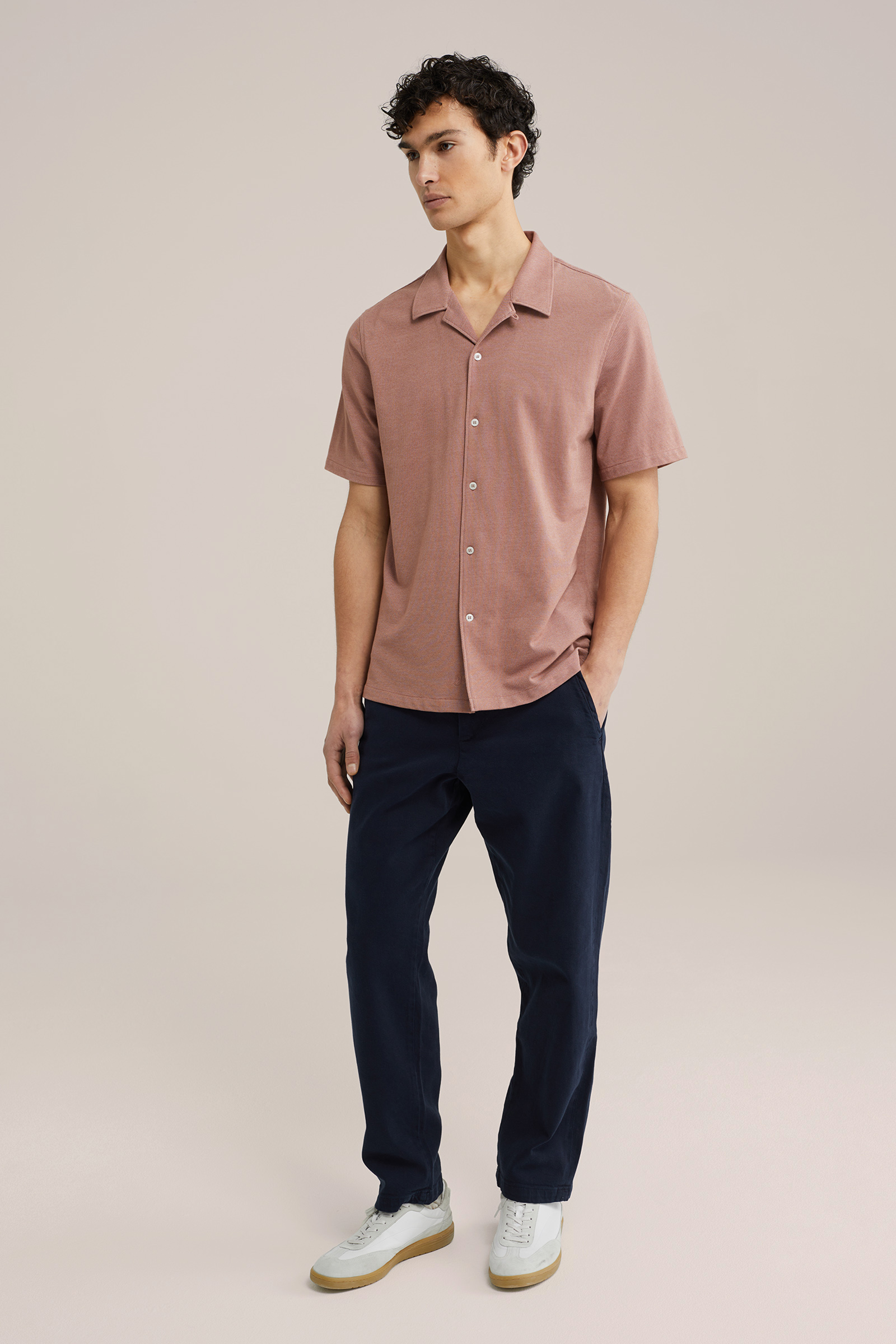 Heren Slim fit overhemd van piquejersey