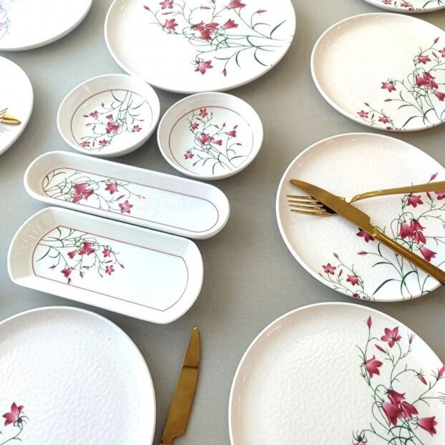 Set 21 piatti red flowers