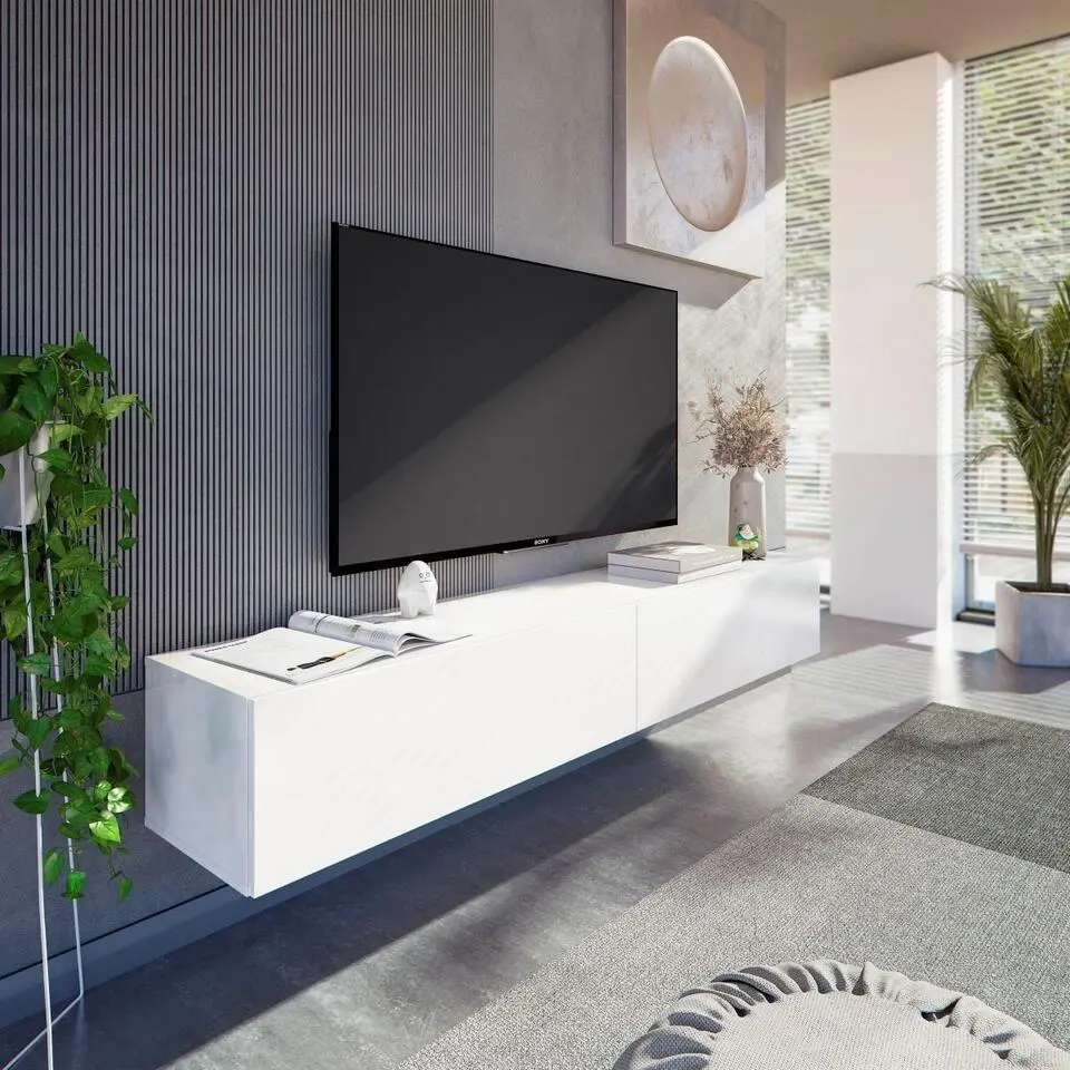 KAWAY Hangend meubel met 2 kleppen - Glanzend wit - 34,5x180x28 cm