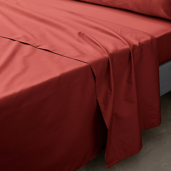 Drap plat en percale de coton Terracotta