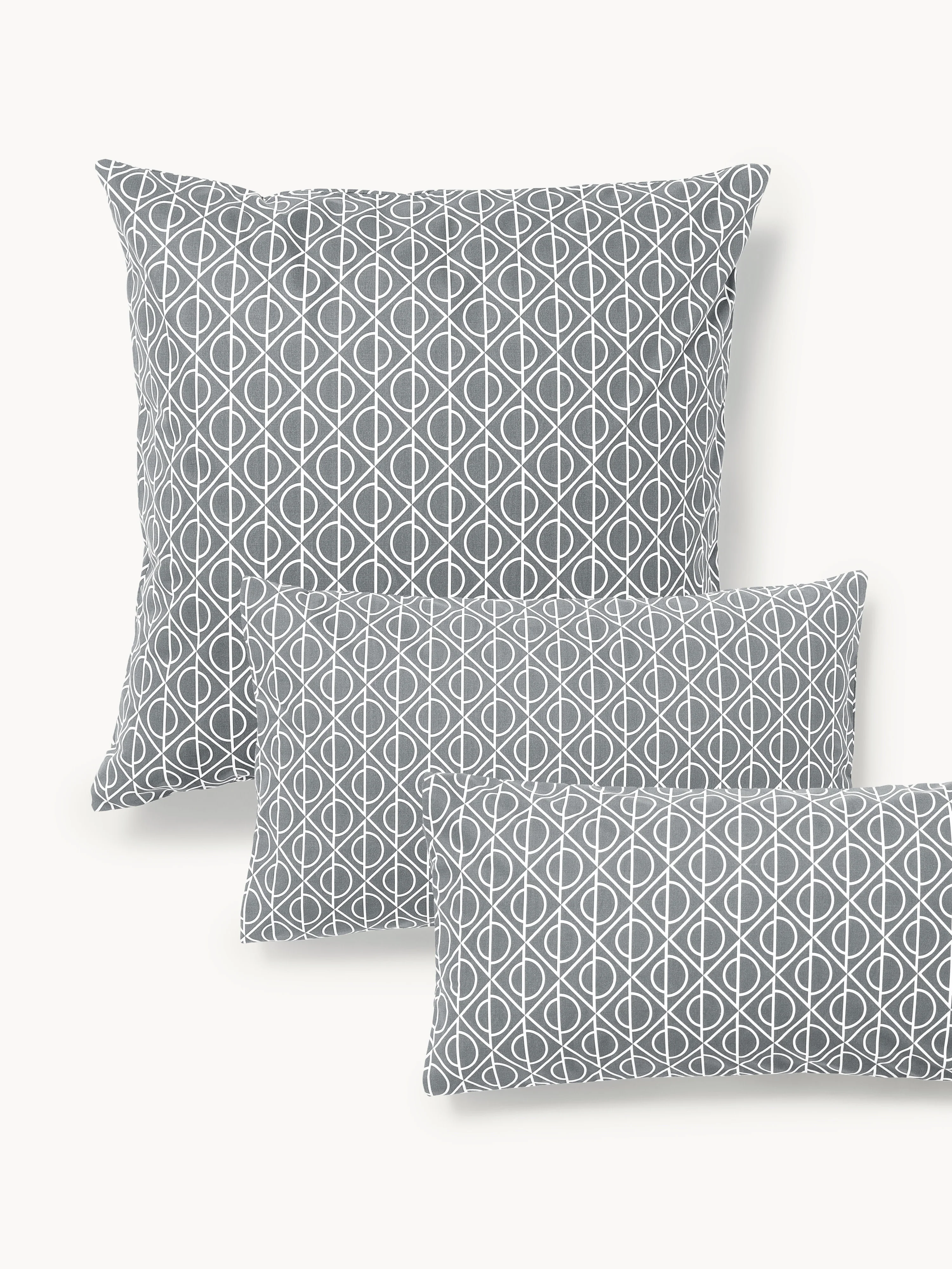 Baumwoll-Kopfkissenbezug Jella mit geometrischem Muster