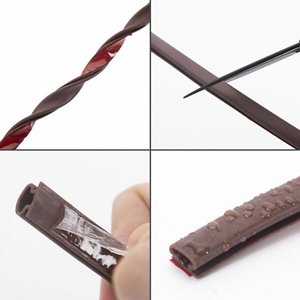 Joint d'étanchéité pour portes et fenêtres de 6 m, marron, en forme de D, pour espace de 2,5 à 6 mm