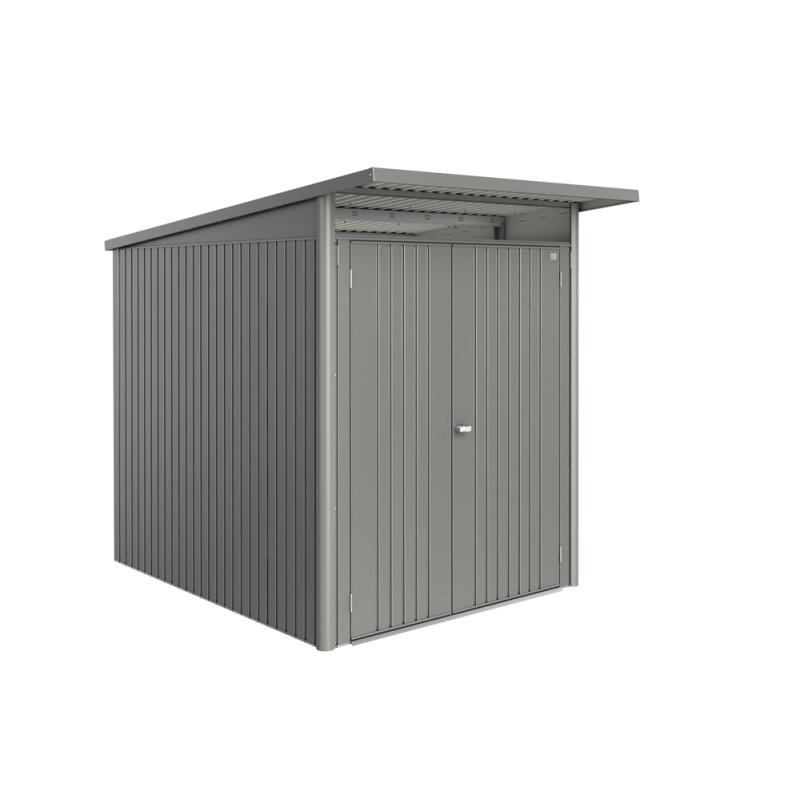 Abri de jardin en métal AvantGarde Eco double porte gris métallisé 1,8 x 2,55 x 2,18 m BIOHORT