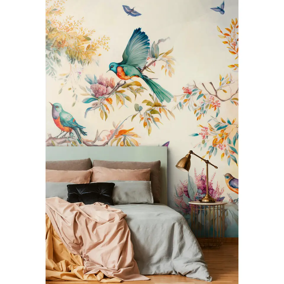 Sanders & Sanders fotobehang - tropische jungle bladeren en paradijsvogels