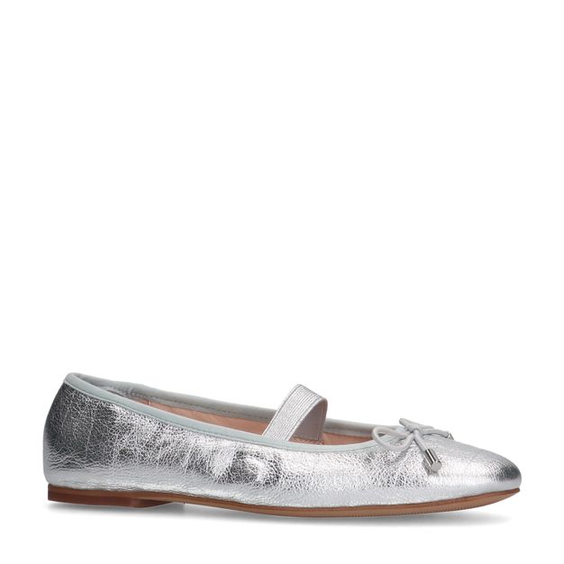 Zilveren metallic ballerina's met strikje