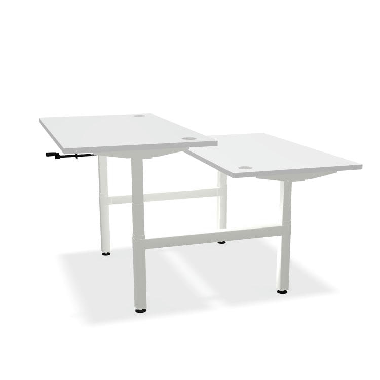 OGI DRIVE - Bureau double réglable en hauteur en acier et mélamine blanc