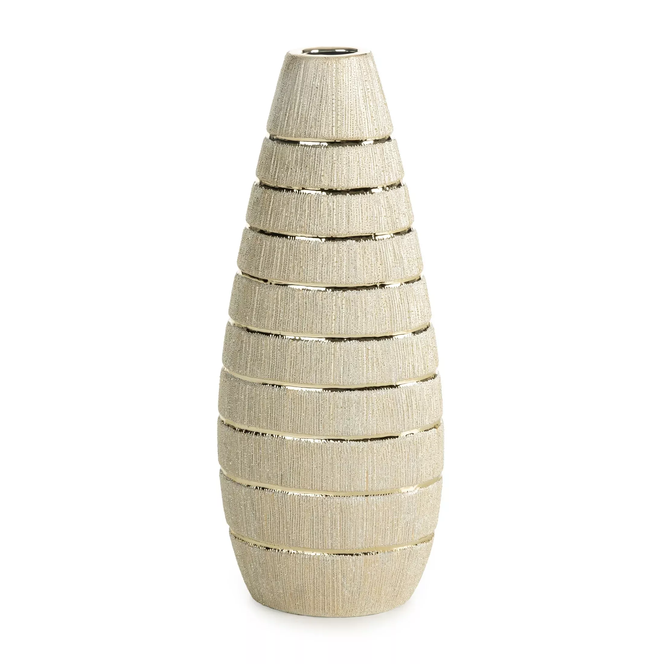 Wazon ceramiczny szampańskio łączonych fakturach z wytłaczanym wzorem średnica 18x38 cm MELINDA