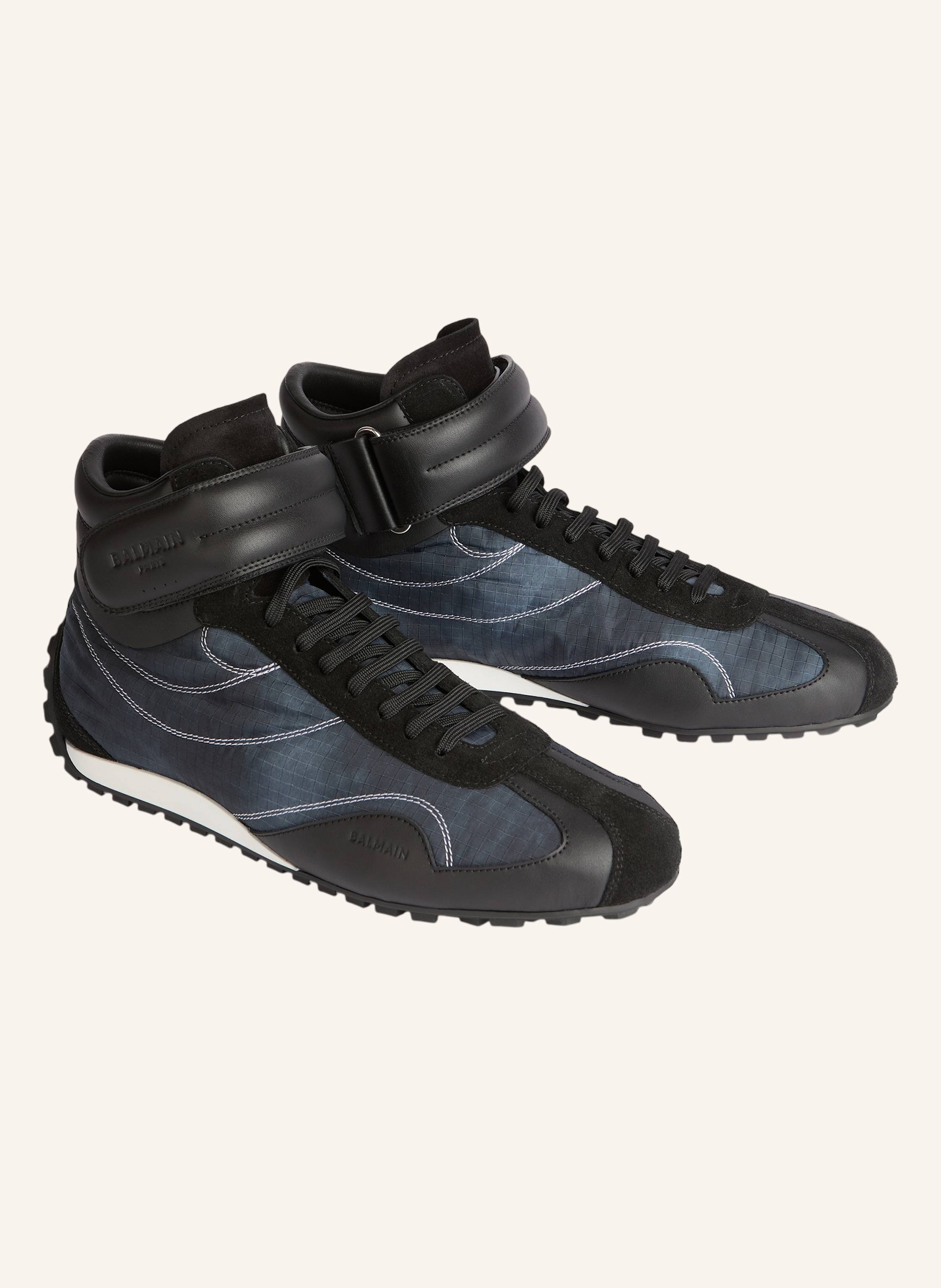 BALMAIN Racing Mid-Top Sneakers aus Nylon und Leder