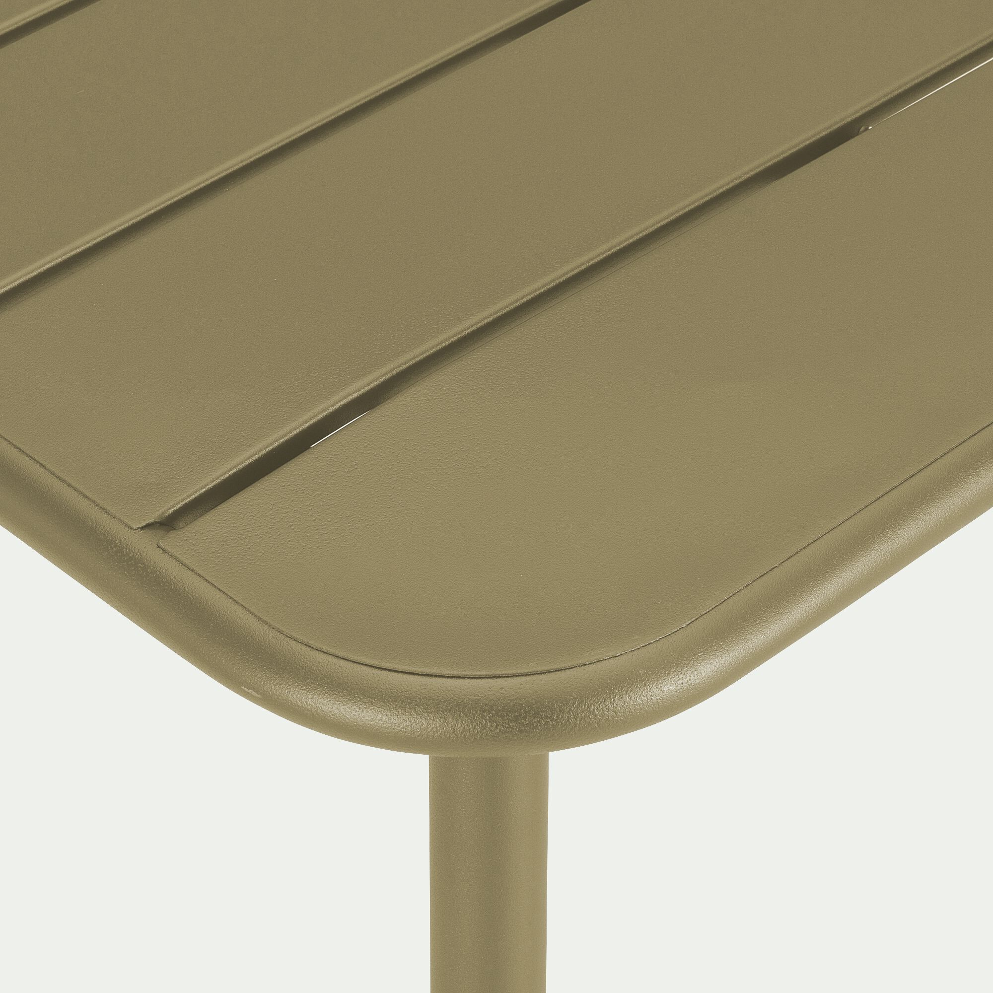 SOURIS - Table de repas jardin fixe carrée en acier - vert kaki (2 places)