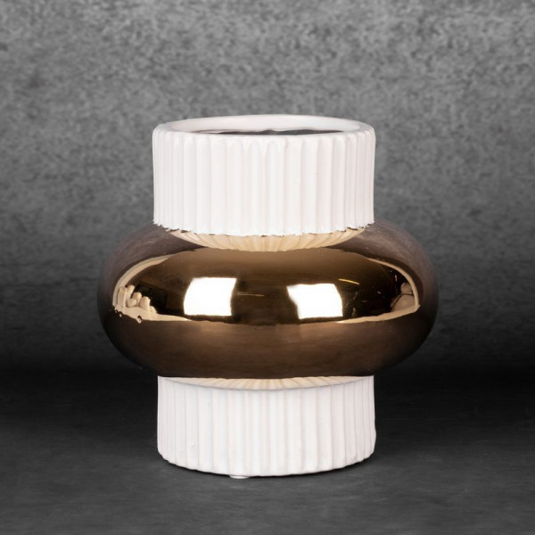 Wazon ceramiczny MONA 16X16 biały   złoty