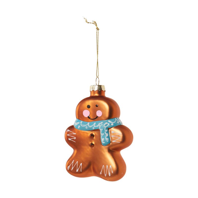 Christmas Fun Gingerbread Man Antiqued Glass Decoration