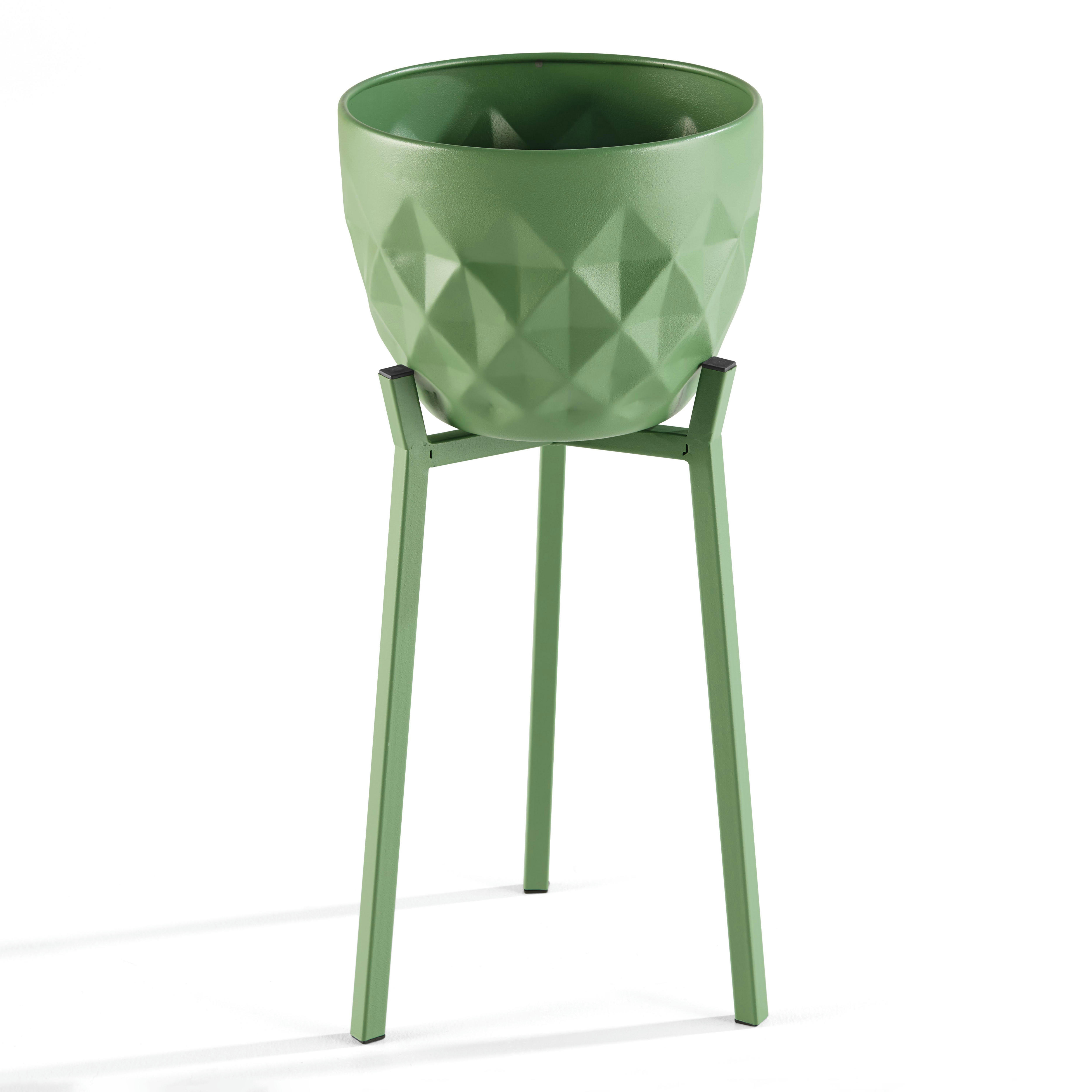 PALAVAS - Lot de 2 caches pots en métal Vert Cactus