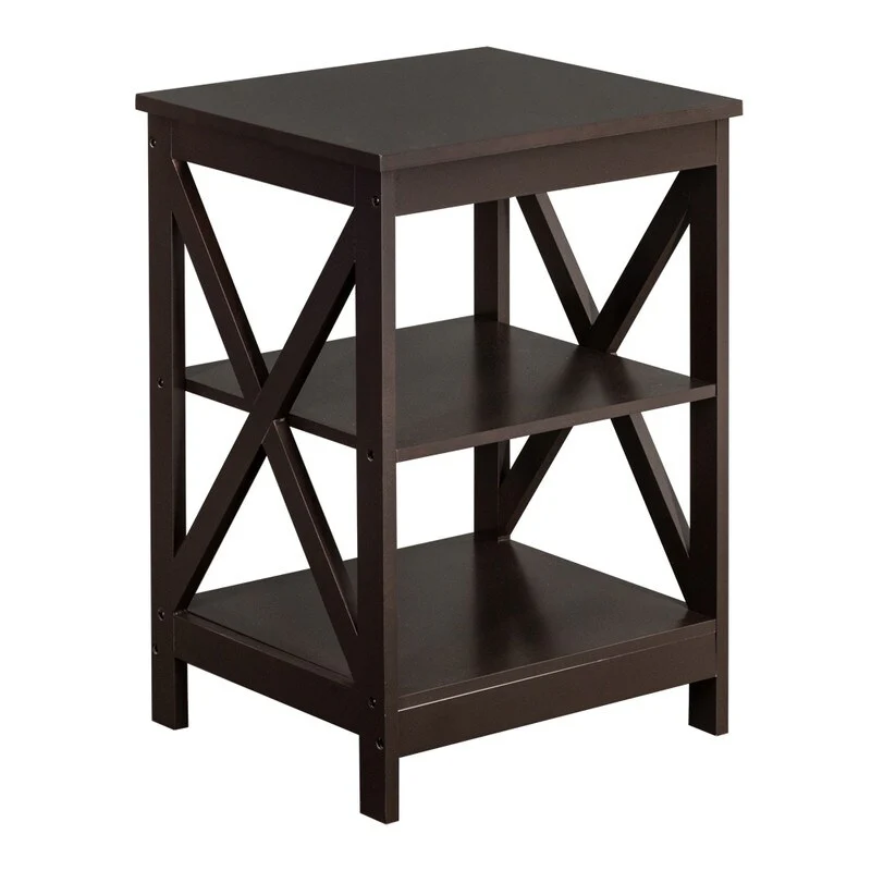 2-Layer Cross Foot Edge Side End Table Coffee