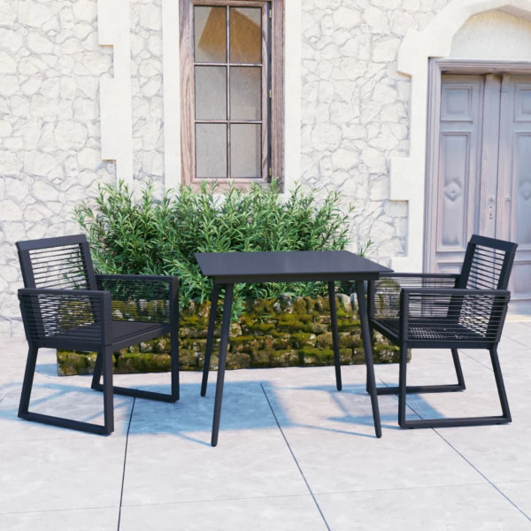 Zestaw mebli ogrodowych Czarny 80 cm table length PVC vidaXL