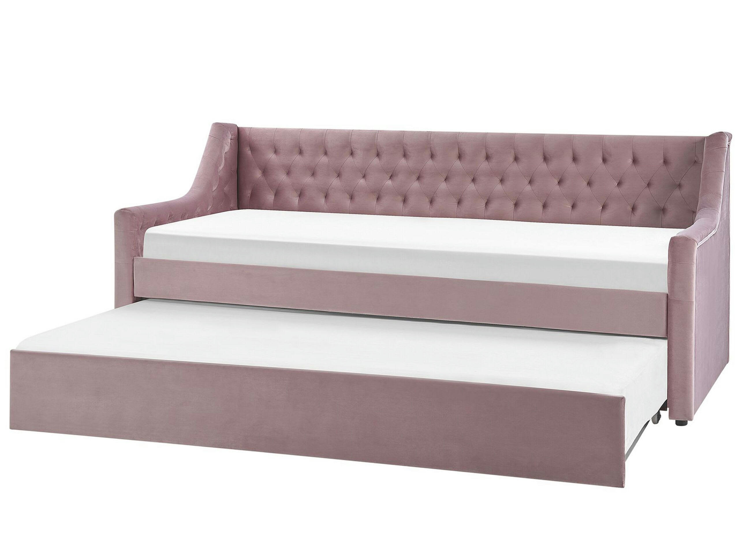 MONTARGIS - Lit gigogne en tissu rose 90x200