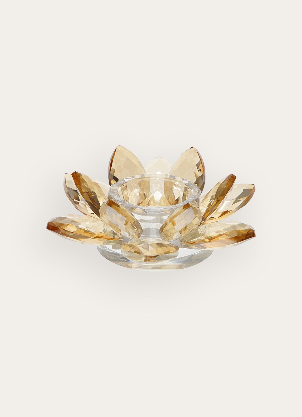 PHOTOPHORE FLEUR EN VERRE SCULPTÉ AMBRE