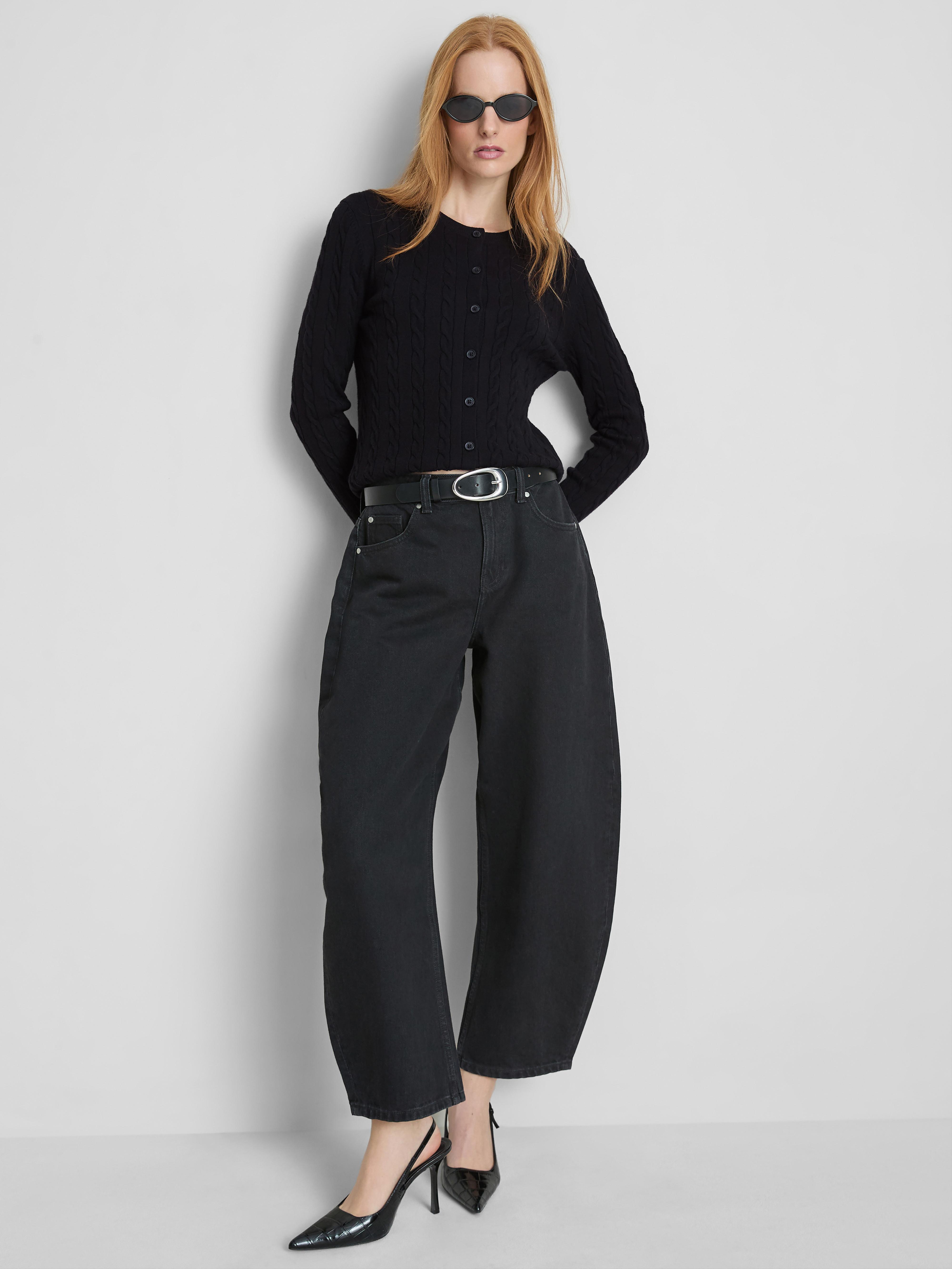 Round Neck Cable Knit Cardigan