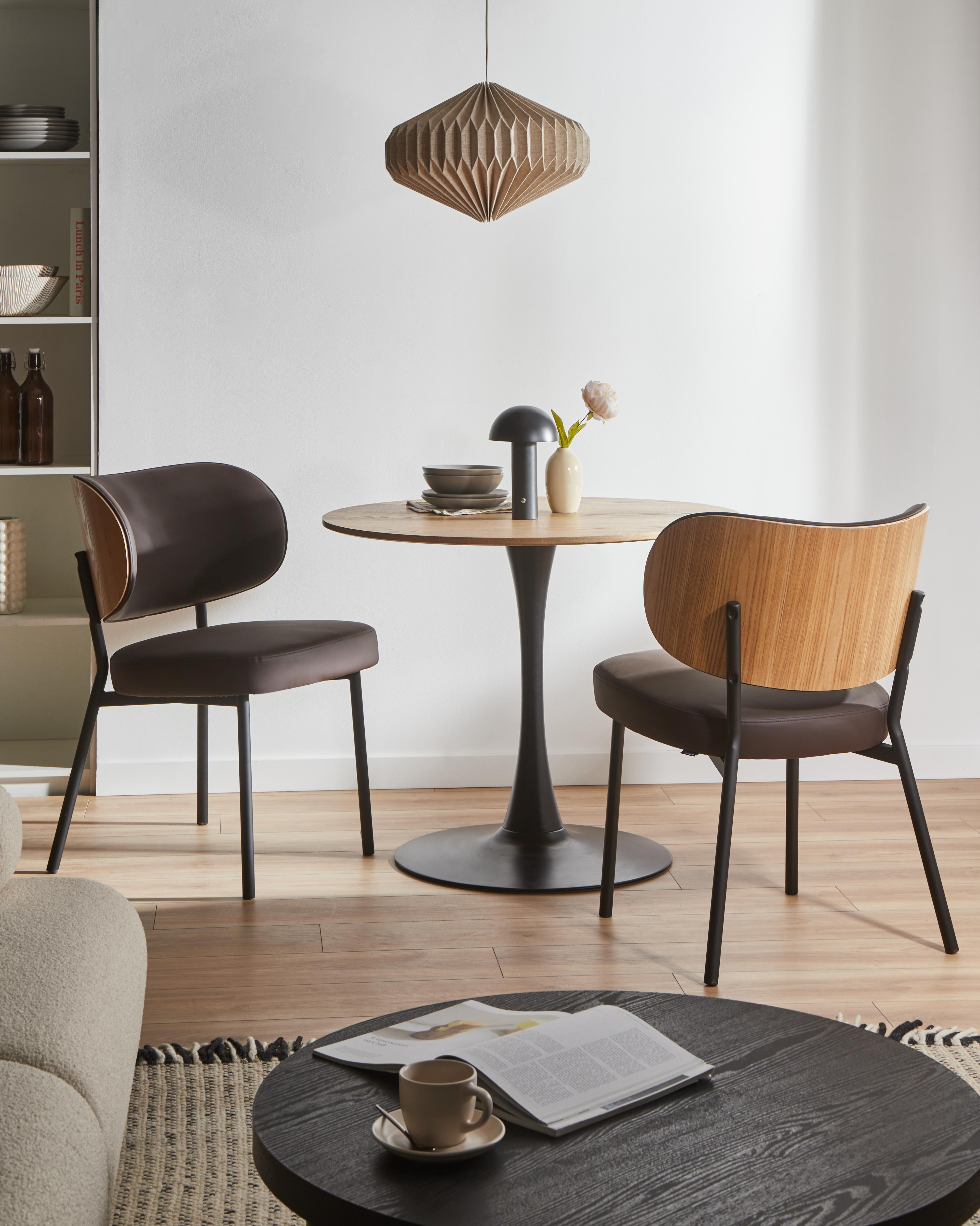 Set of 2 Dining Chairs WONDER Faux Leather Dark Brown