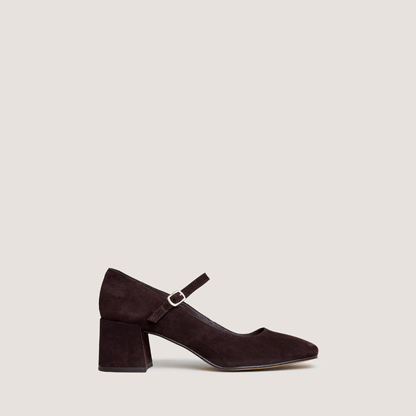 Babies à talons carrésen velours marron foncé | ALIENOR
