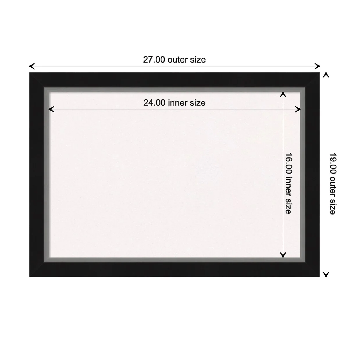 Eva Narrow Framed White Corkboard Bulletin Board