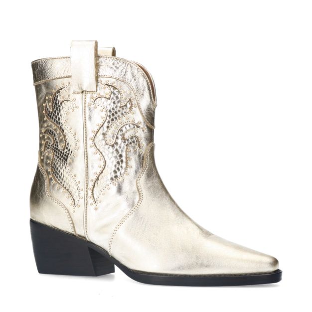 Gouden metallic cowboylaarsjes met studs