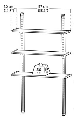 Kit de 3 étagères modulables L.97cm pour Abri Keter