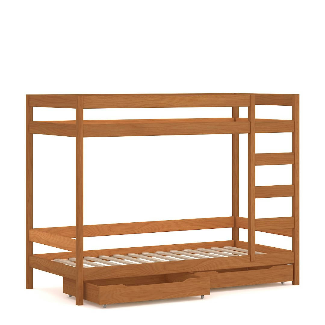 - Lit superposé en pin massif 180x80 couleur teck