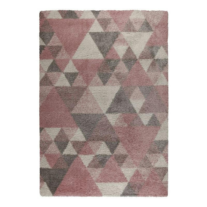 NURU - Tapis géométrique scandinave en polypropylène rose 120x170